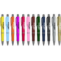 Promotional Colored "Rigid" Click Pens with Rubber Grip and Pocket Clip
